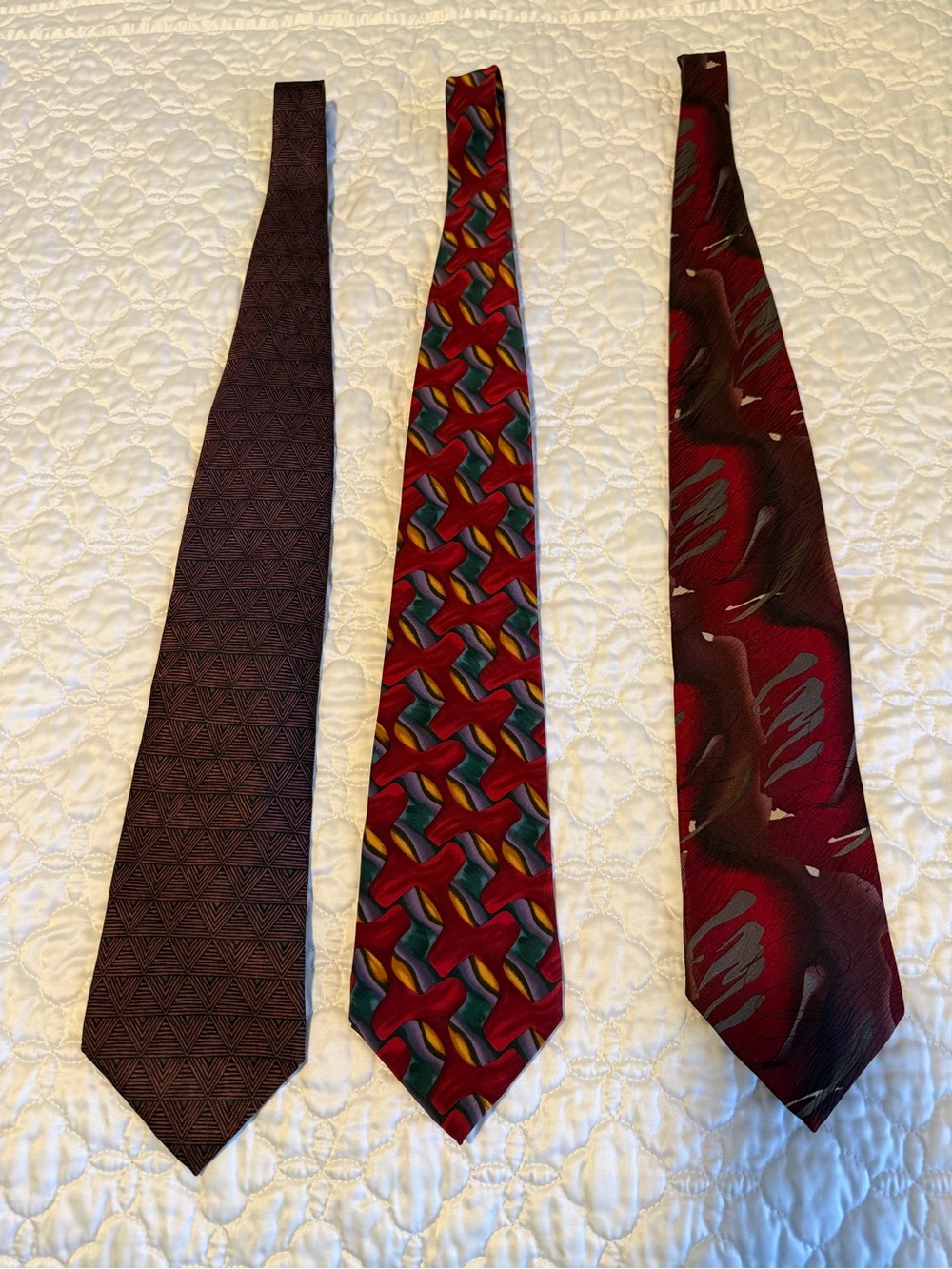 J. Garcia Red Patterned Men's Tie Set with Multicolor Accent